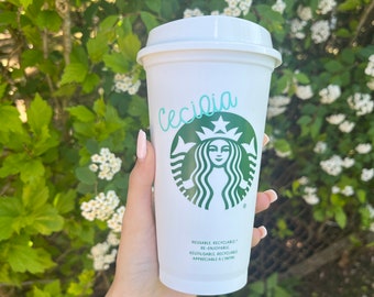 Personalisierte Starbucks Kunststoffbecher | Brautjungfer, Lehrer Geschenk