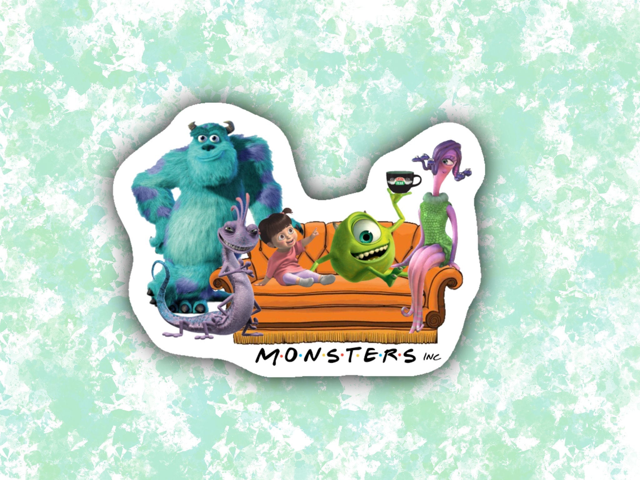 Disney Monsters Inc Sulley Kitty Color Chalk Graphic Sticker