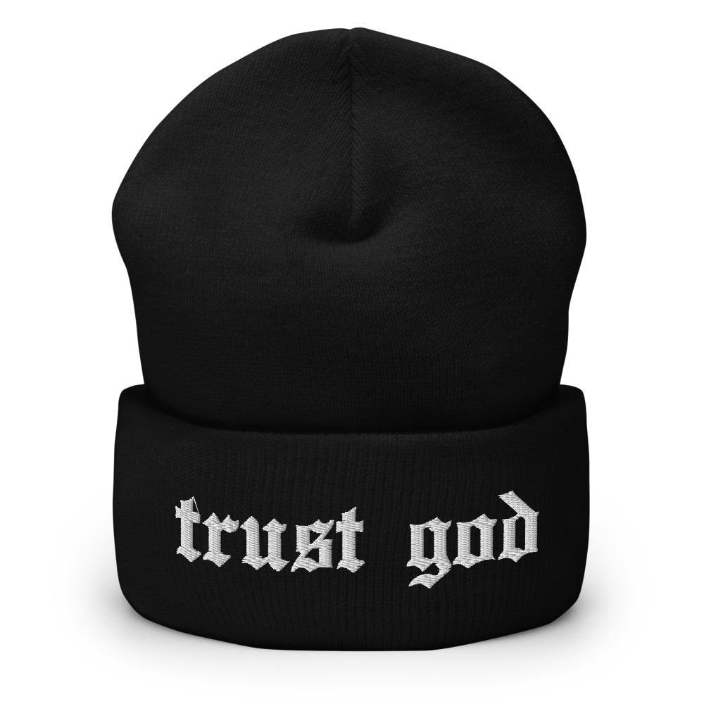 Trust God Cuffed Beanie Christian Winter Hat Trendy Beanies Etsy