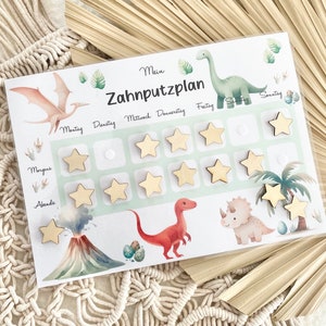 Zahnputzplan Dino personalisiert | Motivationsplan | Routineplan | Montessorie für Zuhause