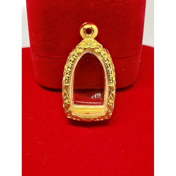 Empty case frame Phra Rod lamphun Gold Micron Gem Thai Amulet Pendant 1.8*3.0cm