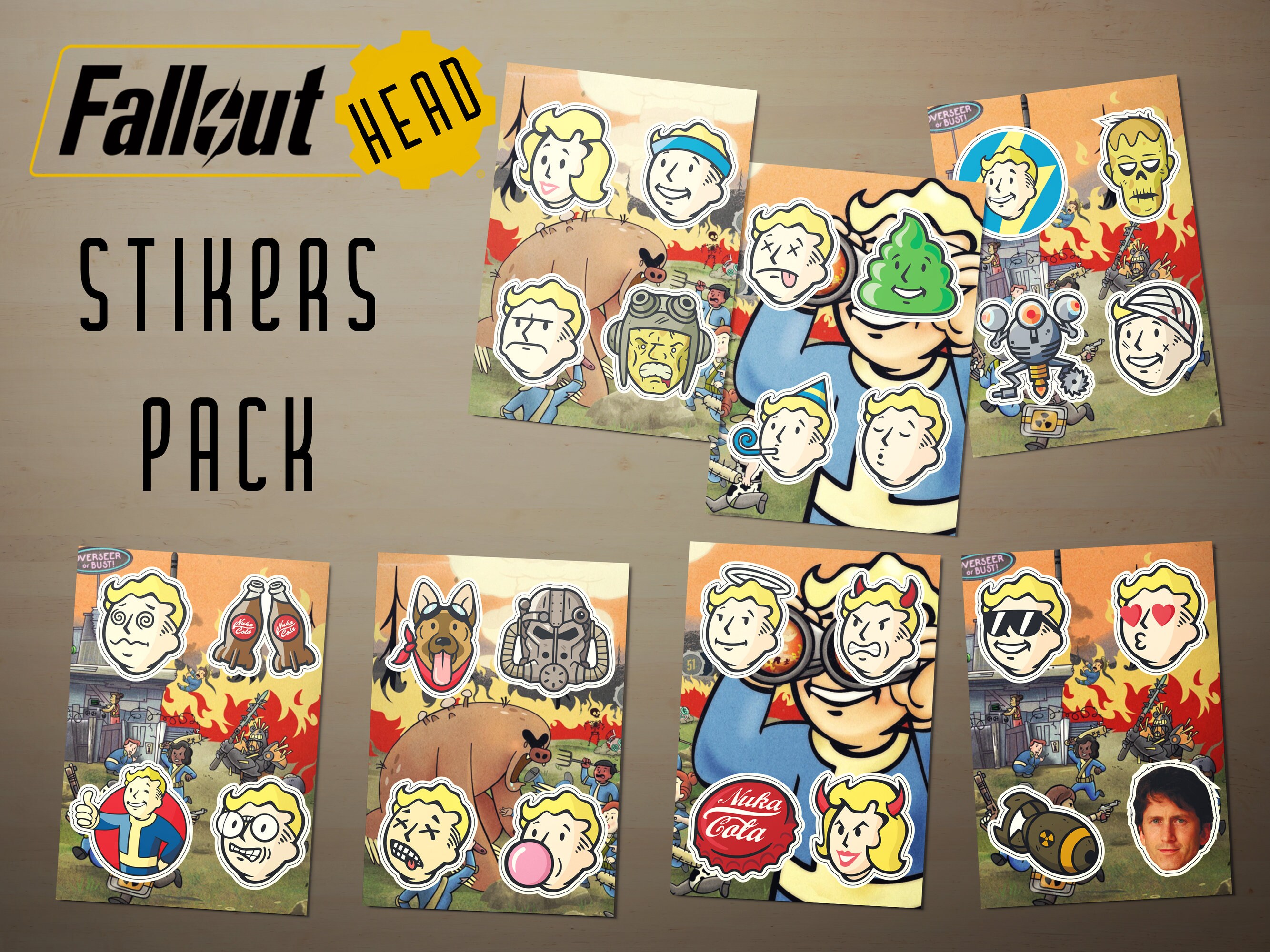 Fallout Head Sticker Pack Geek Vinyl Stickers. Etsy
