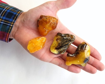 7 Massive Baltic amber stones, big amber stones, unique massive pieces, fossil resin, genuine Baltic amber, big amber nuggets, rare amber