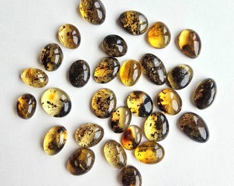 Amber cabochons, natural Baltic amber stones, amber wholesale, 29 pairs lemon color amber cabochons for jewelry making, amber for quantity