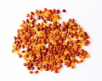 Olive shape natural Baltic amber beads, oval cognac color amber beads, wholesale amber beads, orange baltic amber stones, amber for sale