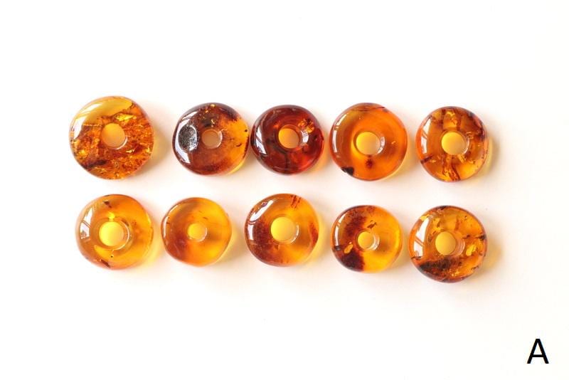 Natural Baltic amber donut pendants ,genuine amber pendants, flat round shape amber beads, cognac amber, amber with hole, round amber donuts