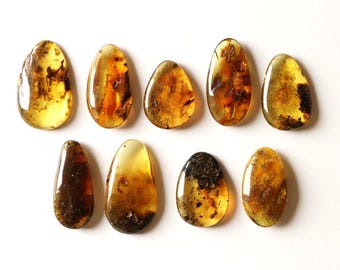 Baltic amber cabochons, natural Baltic amber stones, amber wholesale, 9 pairs lemon color amber cabochons, amber for quantity, wholesale