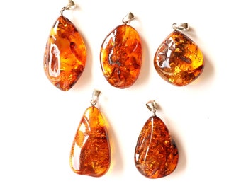 5 massive Baltic amber pendants, amber wholesale pendants, best price amber pendants, wholesale gemstones, cognac amber stones quantity