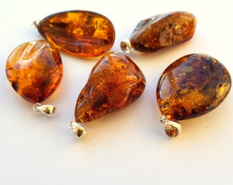 Massive amber pendants, genuine amber, amber pendants silver 925, amber pendants silver clasp, unique amber pendants, amber lot,Baltic amber