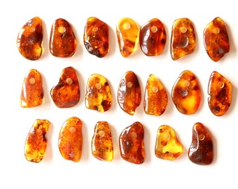 Amber stones with hole, amber pendants, natural amber pendants, drilled amber pieces, amber pendant lot, fossil resin pendant, amber lot