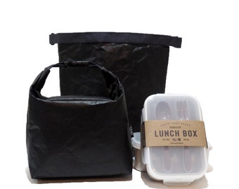 Super Set Lunch Bag (Thermisch Waschbare Papiertüte) 1 Stück mit LunchBox 2 Stück | Umweltfreundlich |Wiederverwendbar |Lebensmittelgeschäft |Durable|
