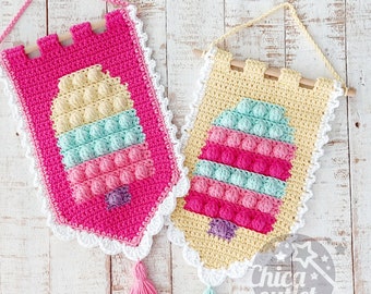 Icecream Popit wall hanging - PDF pattern - crochet pattern - deco room - wall kids deco