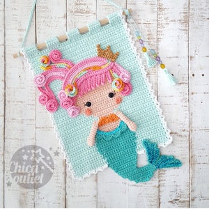 Calipso Mermaid wall hanging - PDF pattern - crochet pattern - deco room - wall kids deco