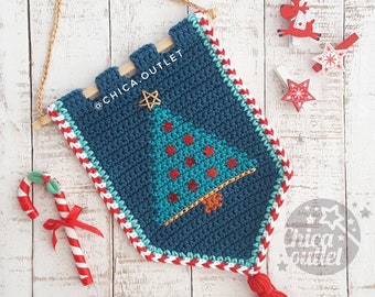 Christmas mini wall hanging - PDF pattern - crochet pattern - deco room - wall kids deco