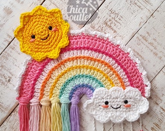 Rainbow - wall hanging crochet pattern / Rainbow pattern deco crochet