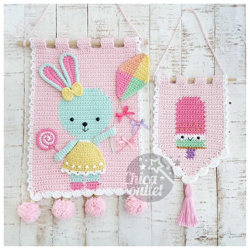 Ofelia Bunny wall hanging PDF pattern crochet pattern deco room wall kids deco image 5