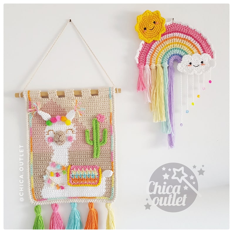 Llama wall hanging PDF pattern crochet pattern deco room wall kids deco image 5