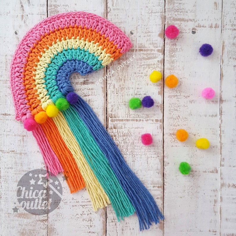 Rainbow wall hanging crochet pattern / Rainbow pattern deco crochet image 10