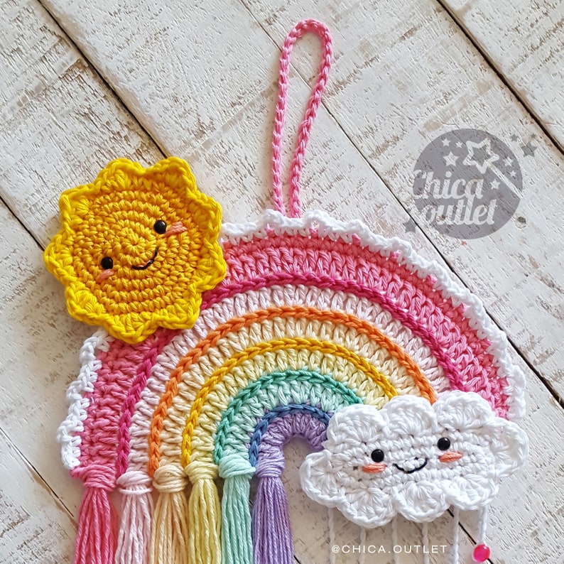 Rainbow wall hanging crochet pattern / Rainbow pattern deco crochet image 8