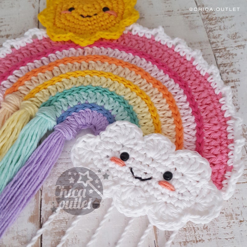 Rainbow wall hanging crochet pattern / Rainbow pattern deco crochet image 3