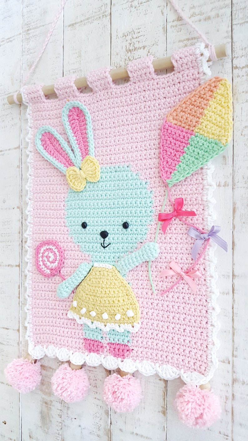 Ofelia Bunny wall hanging PDF pattern crochet pattern deco room wall kids deco image 6