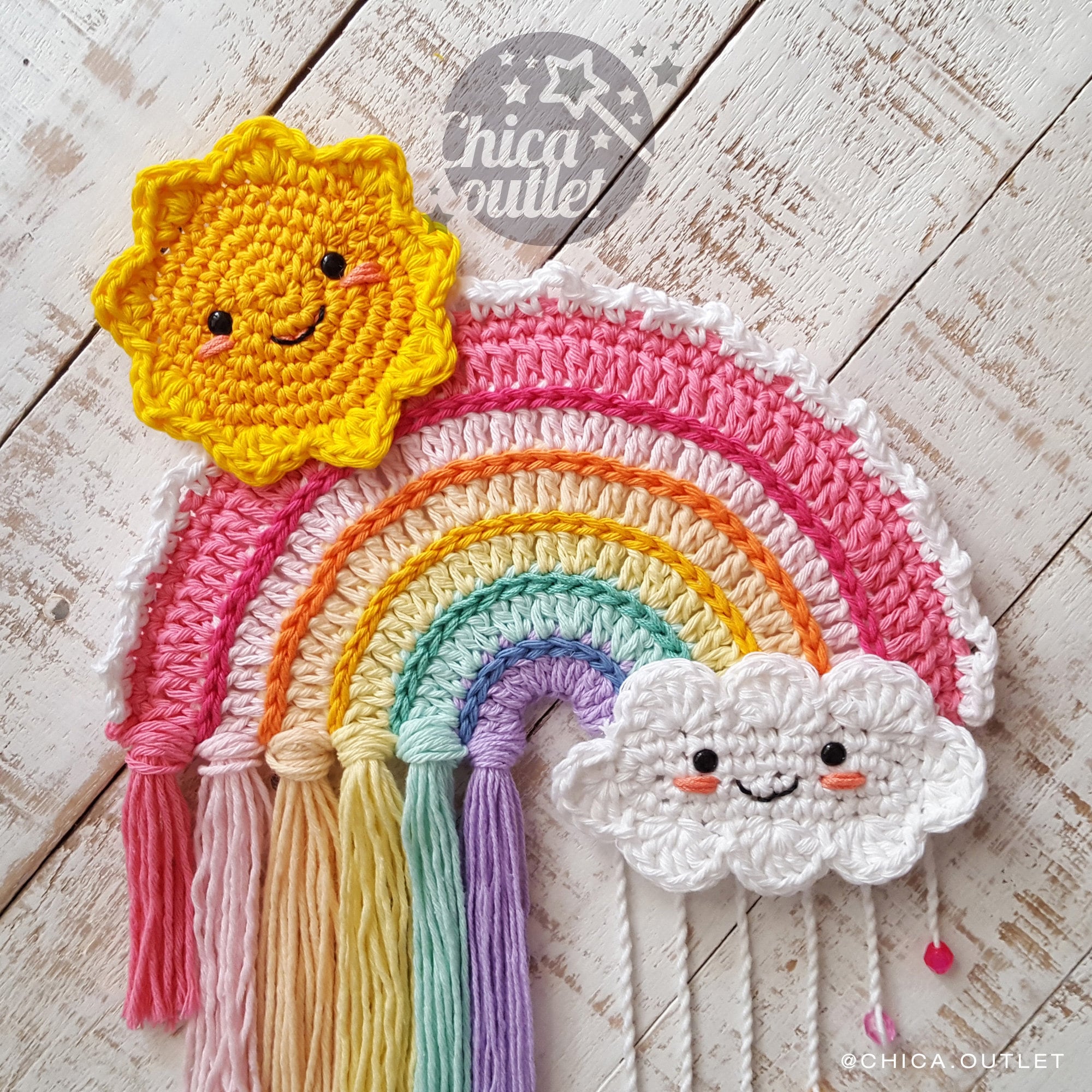 Rainbow wall hanging crochet pattern / Arcoiris patrón deco Etsy.de