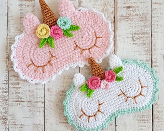 Unicorn and kitty sleeping mask - amigurumi crochet pattern / Unicorn and kitty sleeping mask - Amigurumi crochet pattern