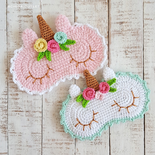 Unicorn and kitty sleeping mask - amigurumi crochet pattern / Unicorn and kitty sleeping mask - Amigurumi crochet pattern