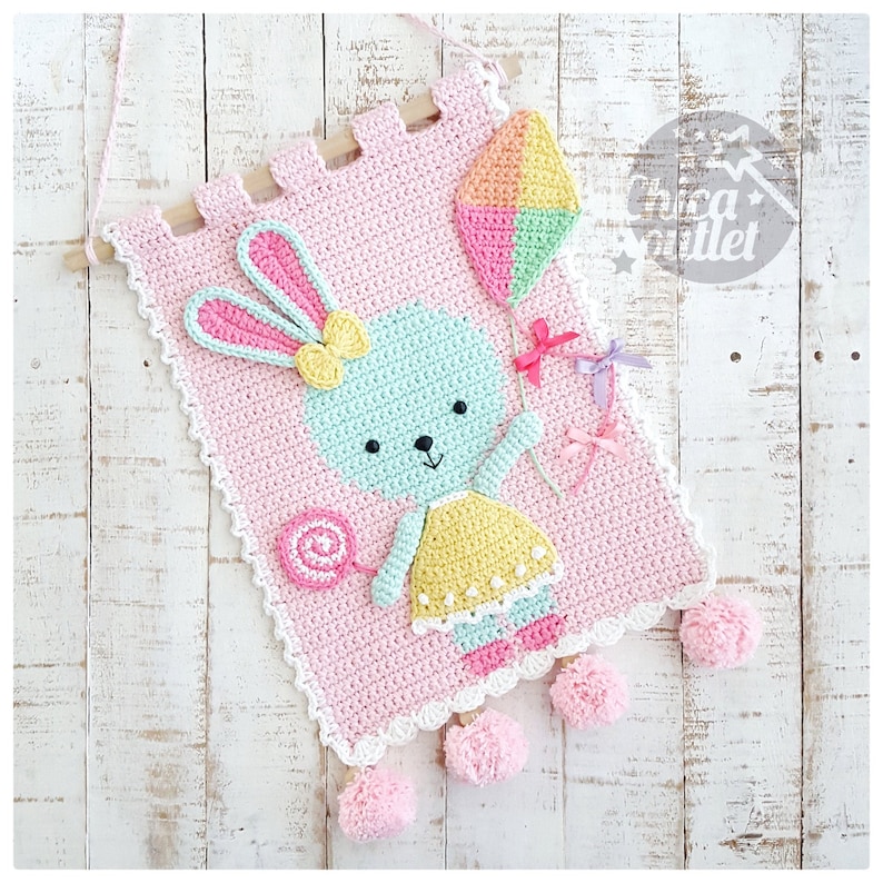 Ofelia Bunny wall hanging PDF pattern crochet pattern deco room wall kids deco image 1