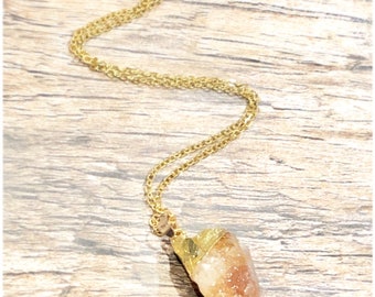 Stone Necklace, raw stone necklace, mineral pendant, stone necklace, boho necklace