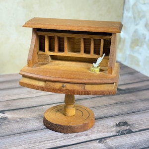 Dollhouse Wood Desk, Vintage Miniature Furniture