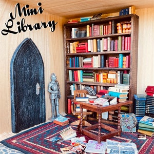Dollhouse Vintage Books, Mini Library, Den Office Accessories, Miniatures
