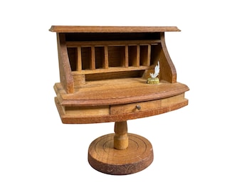 Set da pranzo per casa delle bambole, tavolo e sedie vintage in miniatura in legno 1:12, Concord - Italia