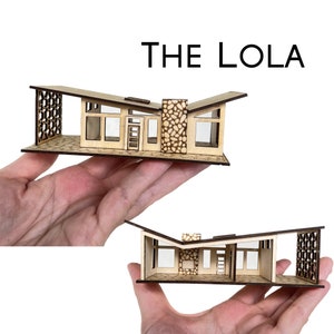 Mini Mid Century Modern Butterfly Dollhouse Kit The Lola with LED 1:144 scale