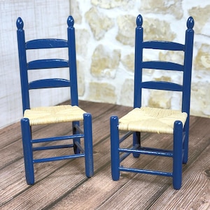 Dollhouse Ladderback Chairs, Wood, Miniature Vintage