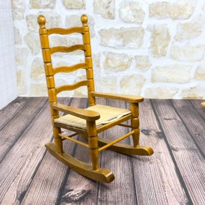 Dollhouse Rocking Chair, Wood, Miniature Vintage 1:12