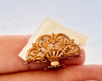 Portatovaglioli in oro dorato, miniatura della casa delle bambole in metallo 1:12