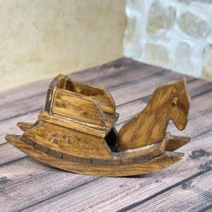 Dollhouse Rocking Horse, Nursery, Wood Miniature Furniture, Vintage