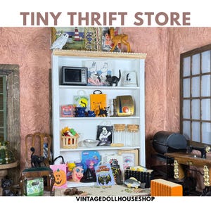 Tiny Secondhand-Laden Puppenhaus Möbel & Zubehör, Vintage Miniaturen