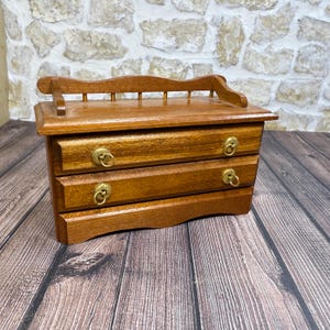 Vintage Dollhouse Wood Bench with Drawer | 1:12 Scale Miniature Farmhouse Furniture