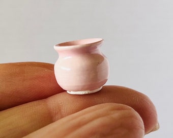 Handcrafted Pink Vase, Signed 1987, Dollhouse Miniature