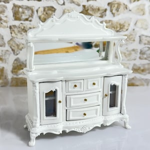 Dollhouse Dining Buffet Hutch, Dining Room, Classic Wood Miniature Furniture