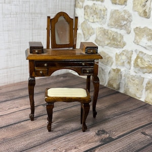 Dollhouse Wood Vanity Furniture, Vintage