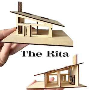 Mini Mid Century Modern Dollhouse Kit The Rita 1:144
