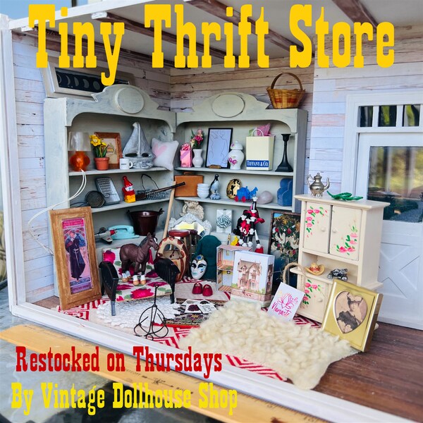 Tiny Thrift Store Dollhouse Furniture & Accessories, Vintage Miniatures