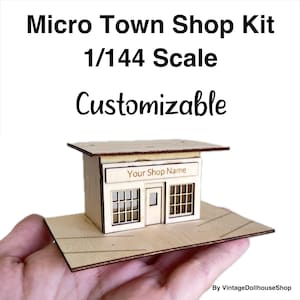Mini Mid Century Modern Town Building Kit, Tiny Shop, Customizable, 1:144 scale