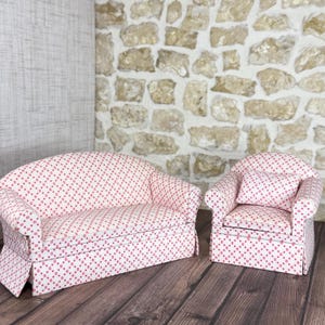 Dollhouse Furniture Living Room Sofa Chair, Vintage