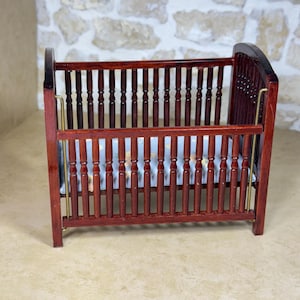 Dollhouse Crib, Nursery, Wood Miniature Furniture, Vintage