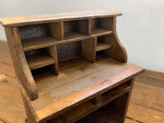 Dollhouse Desk Wood Vintage Handcrafted Signed Farmhouse Etsy
