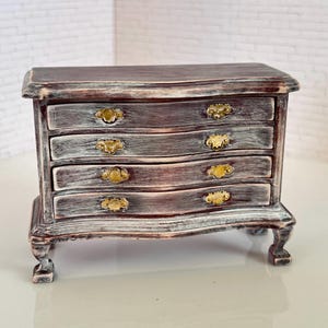 Vintage Dollhouse Wood Dresser, Mini Furniture, Chest of Drawers